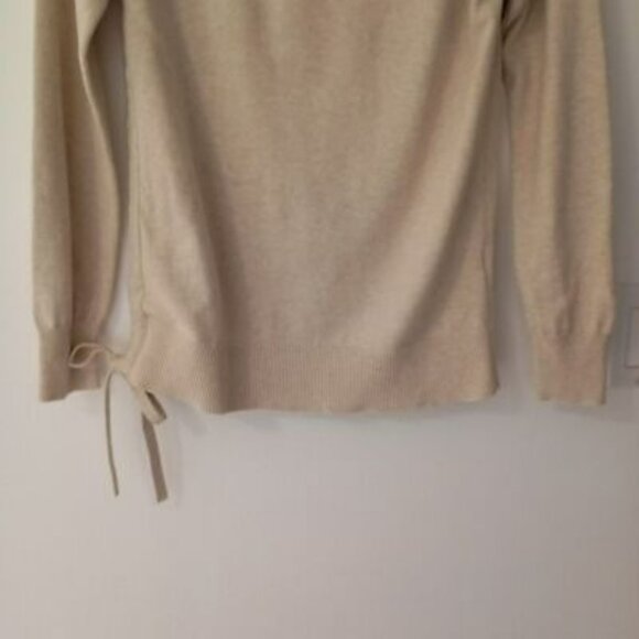 Burgess Beige Sweater With Side Tie Detail Cotton Cashmere Blend Womens Size S - Picture 4 of 8
